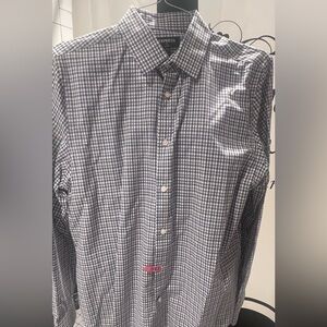 Express Men's Checkered Button Down Shirt - Black and White